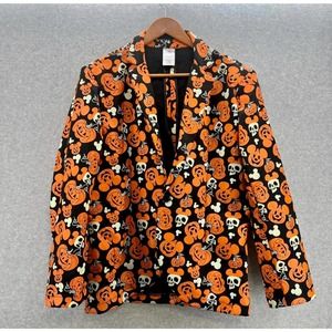 NWT Mickey Mouse Pumpkin Glow-in-the-Dark Half Suit & Light-Up Tie jacket large